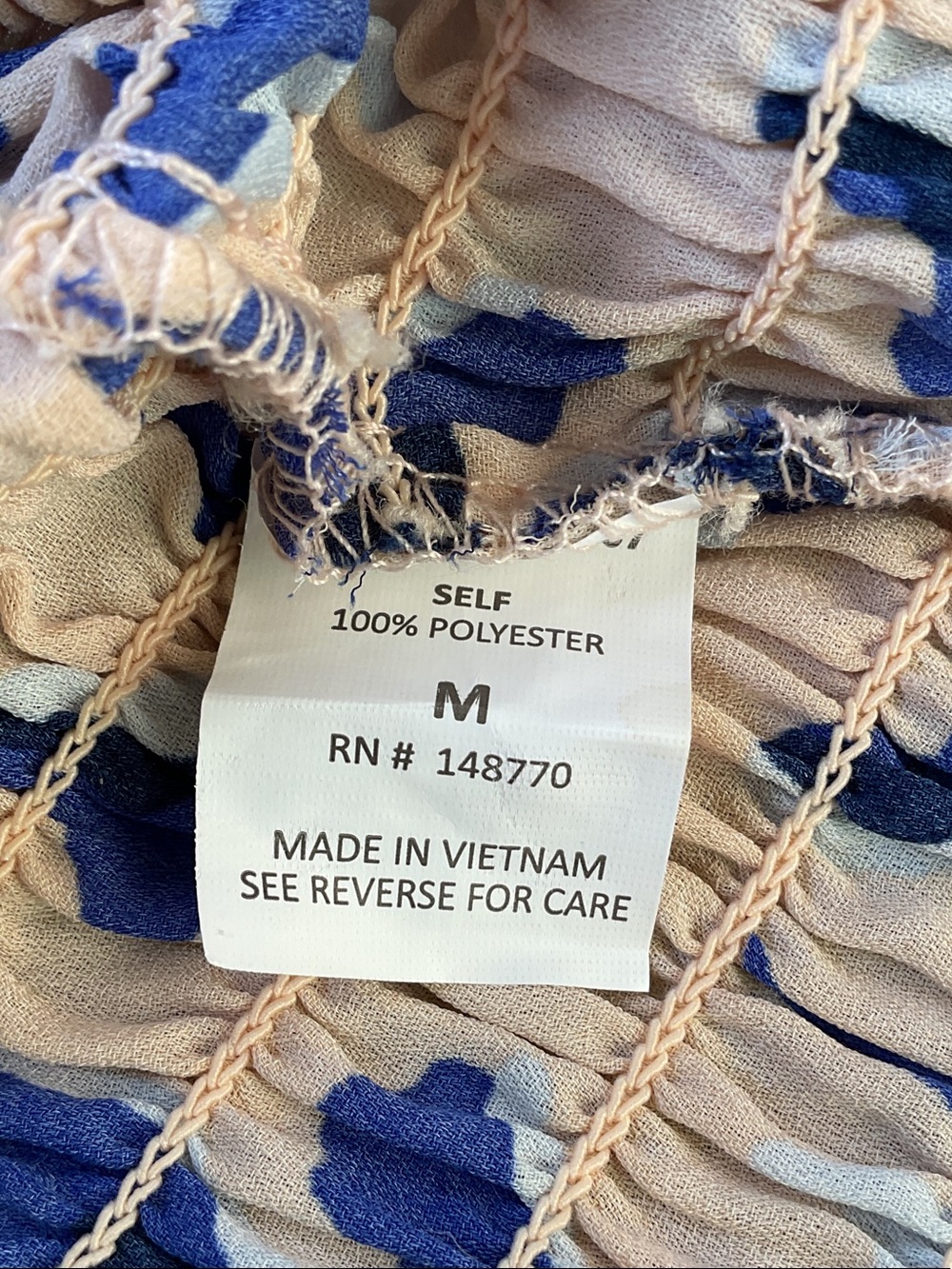 Sienna Sky Beige Crop Top with Bold Blue Floral Print, Size M - Picture 5 of 5